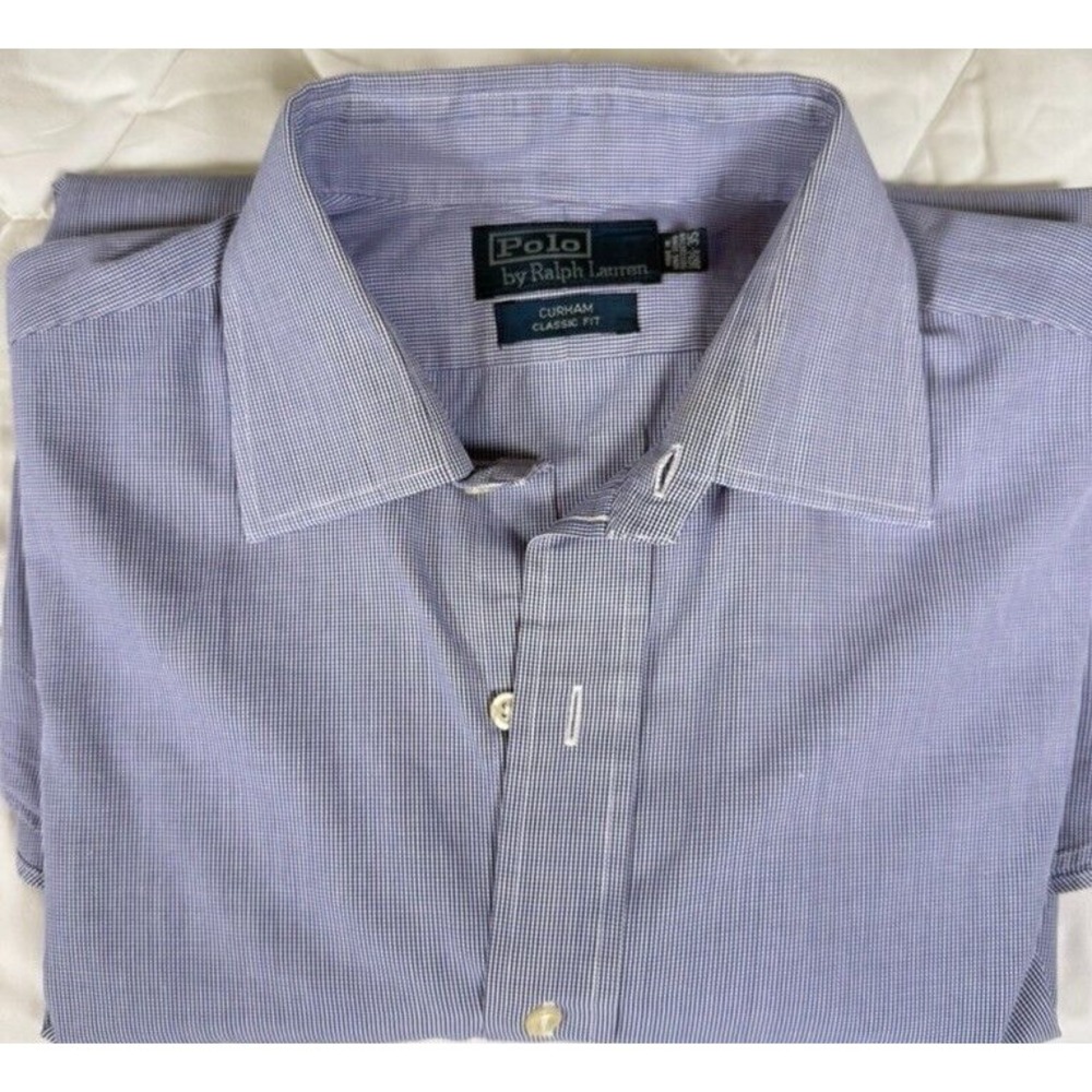 Polo Ralph Lauren Mens Shirt 16.5-35 Curham Blue French Cuff Long Sleeve Button